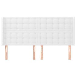Tête de lit avec oreilles Blanc 203x16x118/128 cm Similicuir 