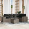 Salon de jardin 6 pcs avec coussins gris résine tressée 