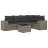 Salon de jardin 6 pcs avec coussins gris résine tressée 