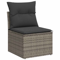 Salon de jardin 6 pcs avec coussins gris résine tressée 