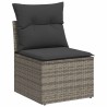 Salon de jardin 6 pcs avec coussins gris résine tressée 