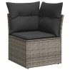 Salon de jardin 6 pcs avec coussins gris résine tressée 