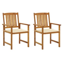 Chaises de jardin avec coussins lot de 2 Bois d'acacia massif 