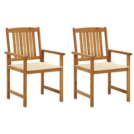 Chaises de jardin avec coussins lot de 2 Bois d'acacia massif 