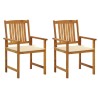 Chaises de jardin avec coussins lot de 2 Bois d'acacia massif 