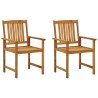 Chaises de jardin avec coussins lot de 2 Bois d'acacia massif 