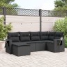 Salon de jardin 6 pcs avec coussins noir résine tressée 