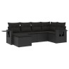 Salon de jardin 6 pcs avec coussins noir résine tressée 