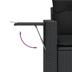 Salon de jardin 6 pcs avec coussins noir résine tressée 