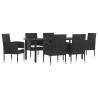 Ensemble à manger de jardin 7 pcs noir résine tressée et acier 