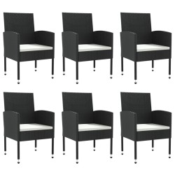 Ensemble à manger de jardin 7 pcs noir résine tressée et acier 
