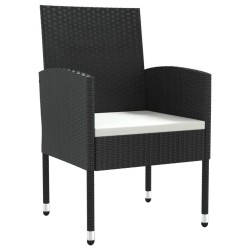 Ensemble à manger de jardin 7 pcs noir résine tressée et acier 