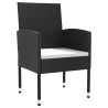 Ensemble à manger de jardin 7 pcs noir résine tressée et acier 