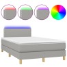 Sommier à lattes de lit matelas LED gris clair 120x190 cm tissu 