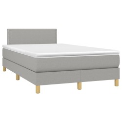 Sommier à lattes de lit matelas LED gris clair 120x190 cm tissu 