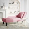 Fauteuil long avec coussin et accoudoir droit rose velours 