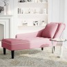 Fauteuil long avec coussin et accoudoir droit rose velours 