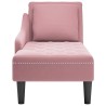 Fauteuil long avec coussin et accoudoir droit rose velours 