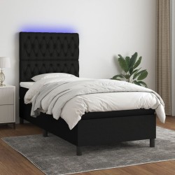 Sommier à lattes de lit avec matelas et LED Noir 80x200cm Tissu 