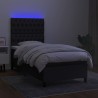 Sommier à lattes de lit avec matelas et LED Noir 80x200cm Tissu 
