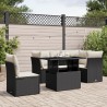 Salon de jardin 6 pcs avec coussins noir résine tressée 