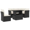 Salon de jardin 6 pcs avec coussins noir résine tressée 