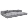Canapé-pouf modulable 3 places convertible en tissu gris clair 