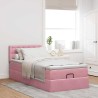 Cadre de lit ottoman avec matelas rose 90x190 cm velours 