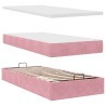 Cadre de lit ottoman avec matelas rose 90x190 cm velours 