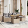 Salon de jardin avec coussins 6 pcs beige résine tressée 