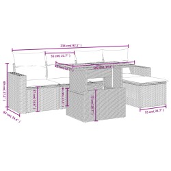 Salon de jardin avec coussins 6 pcs beige résine tressée 