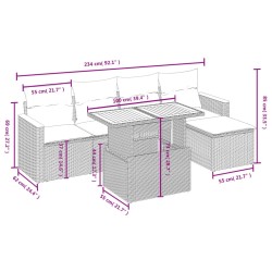 Salon de jardin avec coussins 6 pcs beige résine tressée 