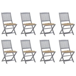 Chaises pliables d'extérieur lot de 8 et coussins Bois d'acacia 