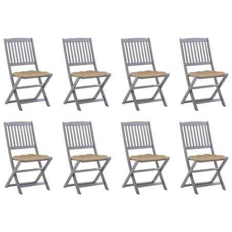 Chaises pliables d'extérieur lot de 8 et coussins Bois d'acacia 