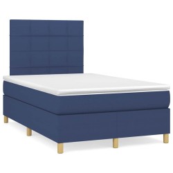 Sommier à lattes de lit avec matelas bleu 120x190 cm tissu 