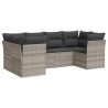 Salon de jardin 6 pcs avec coussins gris clair résine tressée 