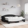 Lit de jour avec gigogne et matelas noir 90x190 cm tissu 