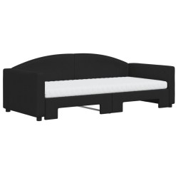 Lit de jour avec gigogne et matelas noir 90x190 cm tissu 