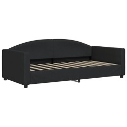 Lit de jour avec gigogne et matelas noir 90x190 cm tissu 
