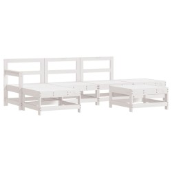 Salon de jardin 6 pcs Blanc Bois de pin massif 