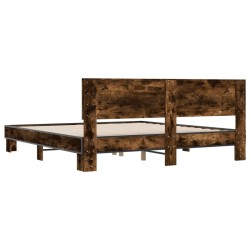 Cadre de lit sans matelas chêne fumé 200x200 cm 