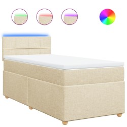 Sommier à lattes de lit et matelas Crème 90x190 cm Tissu 