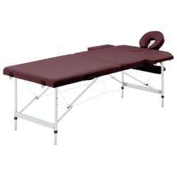 Table de massage pliable 2 zones Aluminium Violet vin 