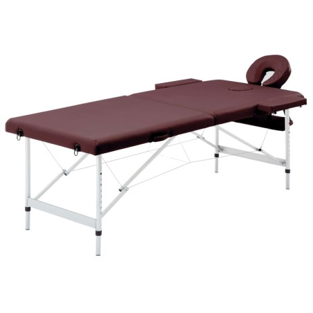 Table de massage pliable 2 zones Aluminium Violet vin 