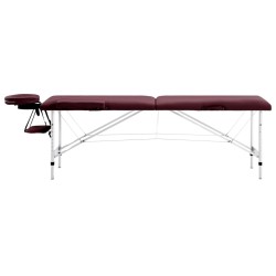 Table de massage pliable 2 zones Aluminium Violet vin 