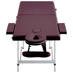 Table de massage pliable 2 zones Aluminium Violet vin 