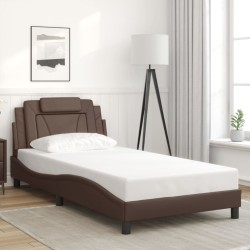 Cadre de lit sans matelas marron 100x200 cm similicuir 