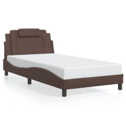 Cadre de lit sans matelas marron 100x200 cm similicuir 