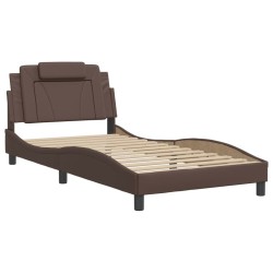 Cadre de lit sans matelas marron 100x200 cm similicuir 
