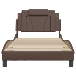 Cadre de lit sans matelas marron 100x200 cm similicuir 
